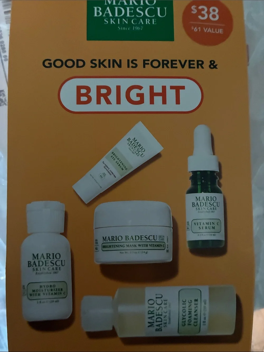 Mario Badescu Brightening Vitamin C Skincare Set - White/Green Accents $61 value